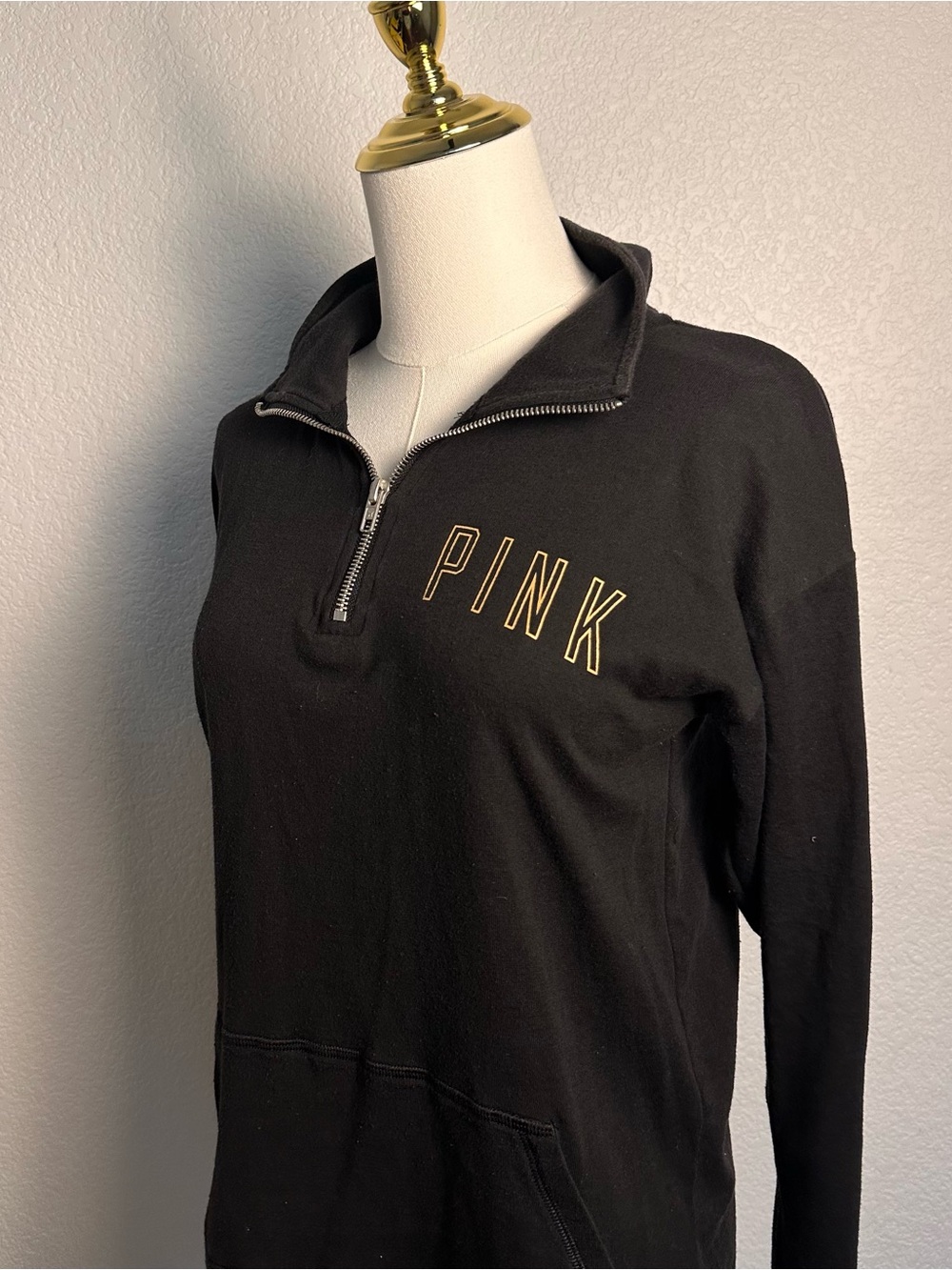 Woman’s Victoria Secret PINK Black Sequin SAINTS Long Sleeve Top - Picture 4 of 11